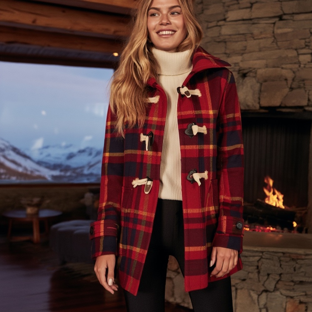 Anthropologie DAUGHTERS OF THE LIBERATION Plaid Toggle Coat